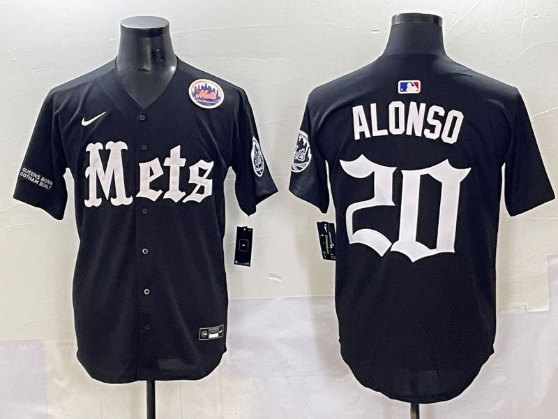Men 2025 New York Mets #20 Alonso Black Five generations Joint Name Nike MLB Jersey style 14->new york mets->MLB Jersey